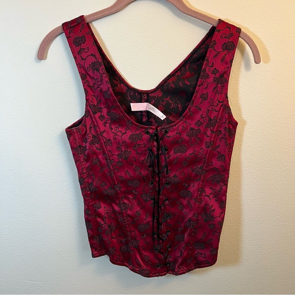 Victoria’s Secret Vintage Red Black Corset Lace Up Medium